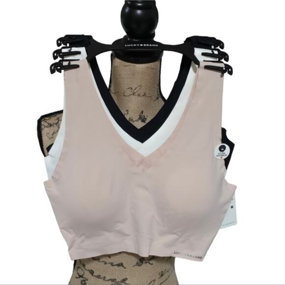 LUCKY BRAND 3pk Active Athletic Lounge Sports Laser‎ Cut bralettes Bras Plus 2X - Picture 1 of 8